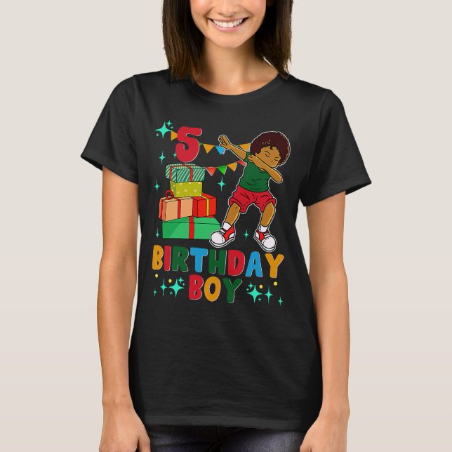 Birthday African American Boy 5th Birthday Young B T-Shirt (Front)