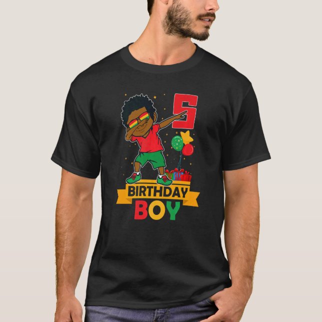Birthday African American Boy 5th Birthday Young B T-Shirt (Front)