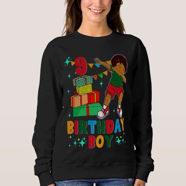 Birthday African American Boy 9th Birthday Young B Sweatshirt (Front)