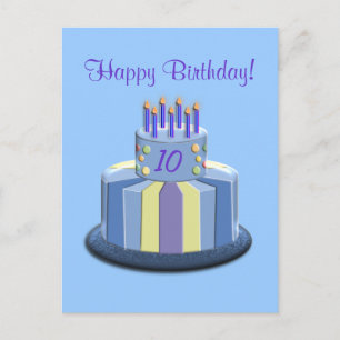 Birthday Age Cake (Blue) Postcard