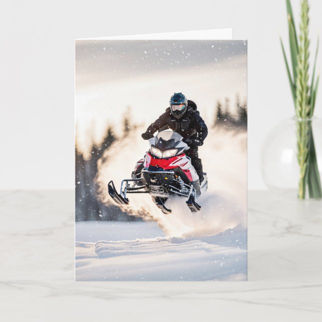 Birthday Airborne Snowmobiler  Card (Front)