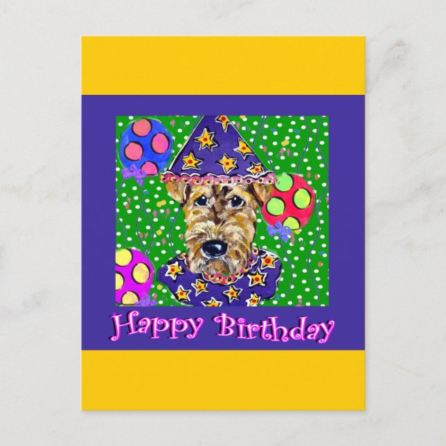 Birthday Airedale Postcard (Front)