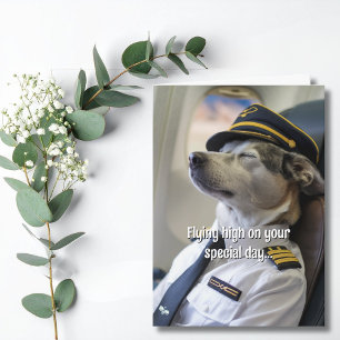 Birthday Airline Pilot Dog Aeroplane Funny Aviatio Card
