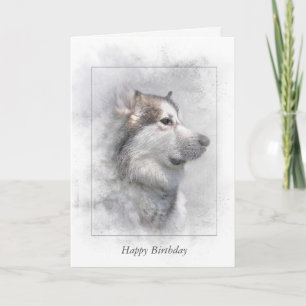Birthday-Alaskan malamute in mask Card