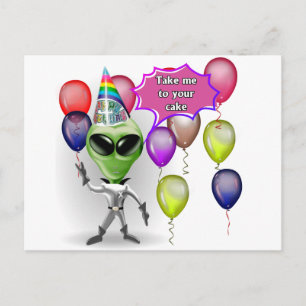 Birthday Alien Postcard
