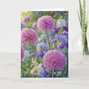 Birthday Allium and Iris Summer Garden Card