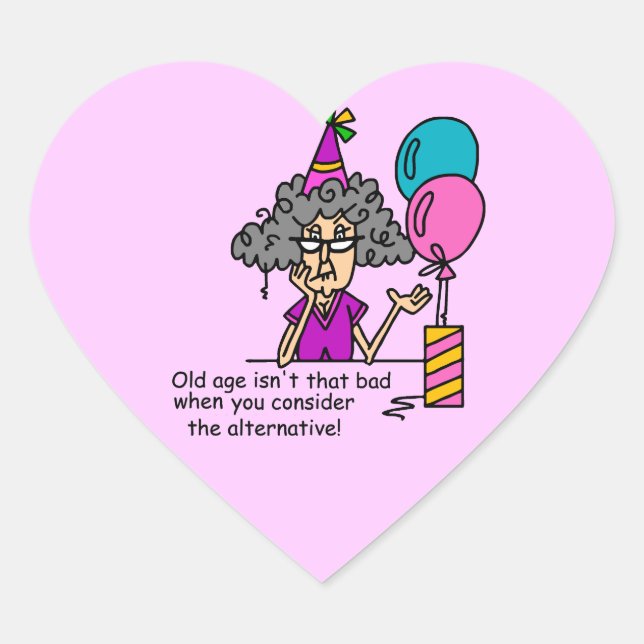 Birthday Alternative Humour Heart Sticker (Front)