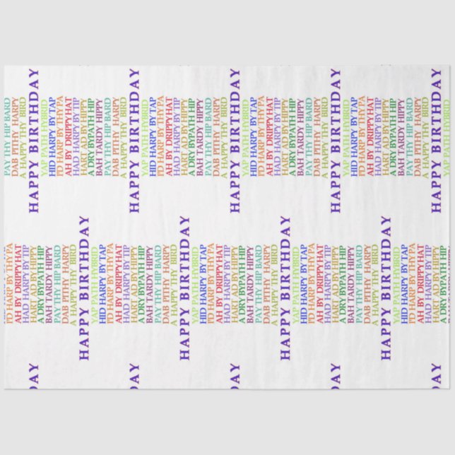 Birthday Anagrams tissue paper (Front)