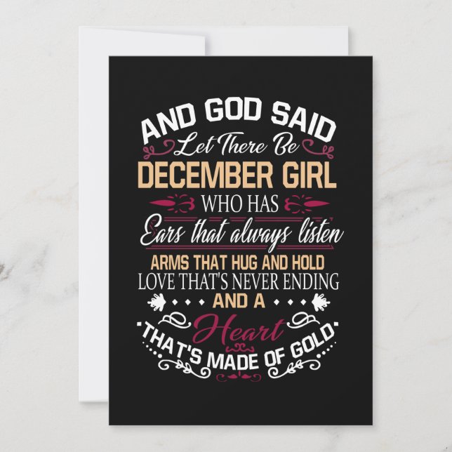 Birthday | And God Said Let There Be December Girl Save The Date (Front)