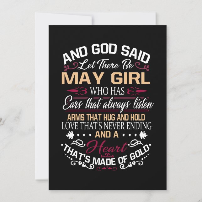 Birthday | And God Said Let There Be May Girl Save The Date (Front)