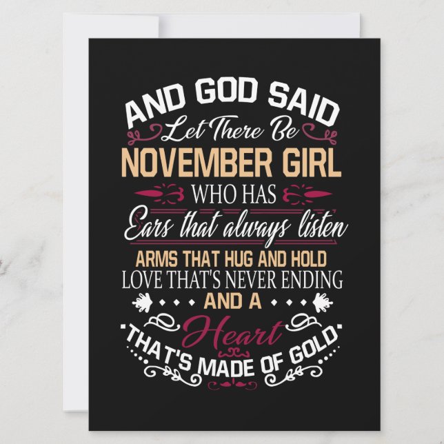 Birthday | And God Said Let There Be November Girl Announcement (Front)