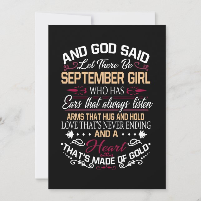 Birthday | And God Said Let There Be September Gir Save The Date (Front)