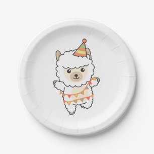 Birthday Animal Cute Alpaca Kids Birthday Party Paper Plate