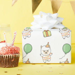 Birthday Animal Cute Alpaca Kids Birthday Party Wrapping Paper