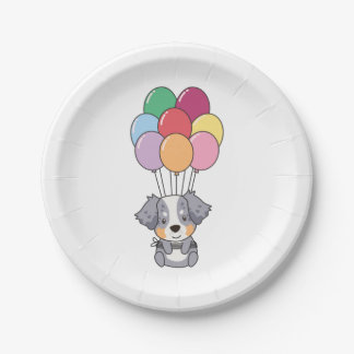 Birthday Animal Cute Australian Shepherd Birthday Paper Plate
