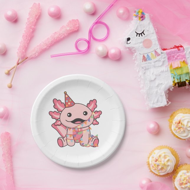 Birthday Animal Cute Axolotl Kids Birthday Party Paper Plate (Party)