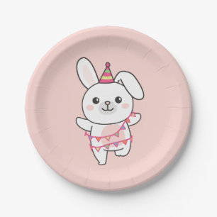 Birthday Animal Cute Bunny for Kids Birthday Party Paper Plate