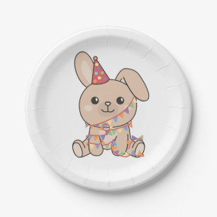 Birthday Animal Cute Bunny for Kids Birthday Party Paper Plate