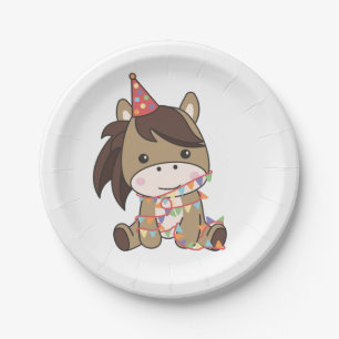 Birthday Animal Cute Horse for Kids Birthday Party Paper Plate