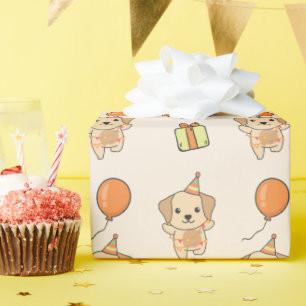 Birthday Animal Cute Labrador Kids Birthday Party Wrapping Paper