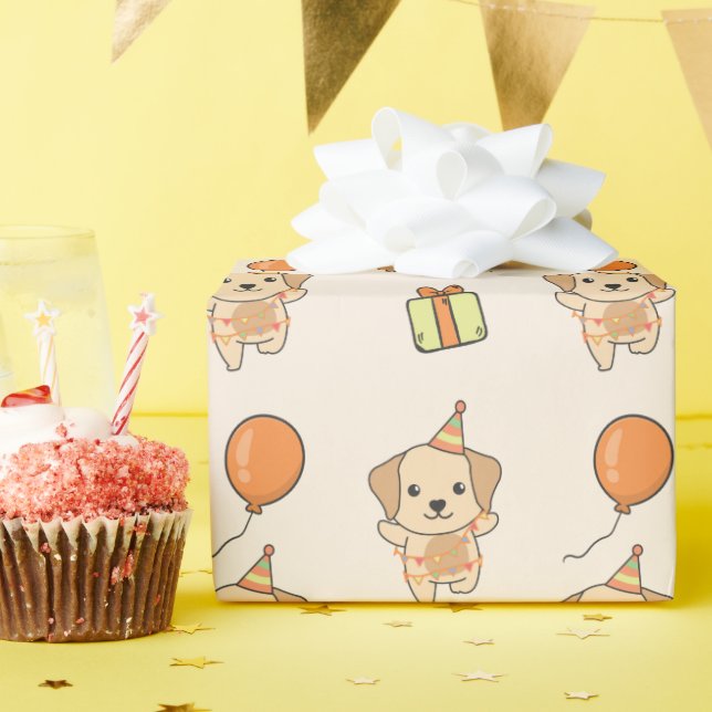 Birthday Animal Cute Labrador Kids Birthday Party Wrapping Paper (Birthday Party)