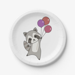 Birthday Animal Cute Racoon Kids Birthday Party Paper Plate