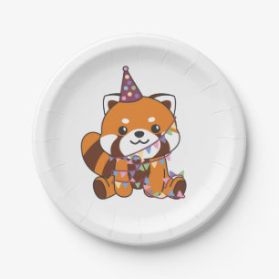 Birthday Animal Cute Red Panda Kids Birthday Party Paper Plate