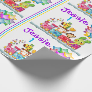 Birthday Animal Train Personalise Name & Age Wrapping Paper