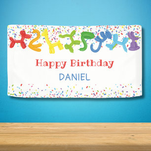 BIRTHDAY ANIMALS BALLOONS BANNER