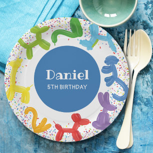 BIRTHDAY ANIMALS BALLOONS PAPER PLATE