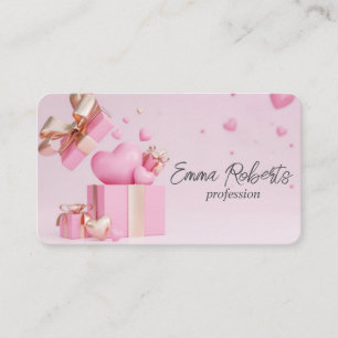 Birthday Anniversary Gift White Pink Gold Balloons Business Card