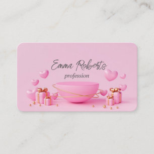Birthday Anniversary Gift White Pink Gold Balloons Business Card