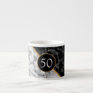 Birthday Anniversary Mug Gift Black White Marble
