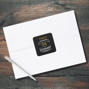 Birthday Any Age Black Gold Legendary Retro Square Sticker