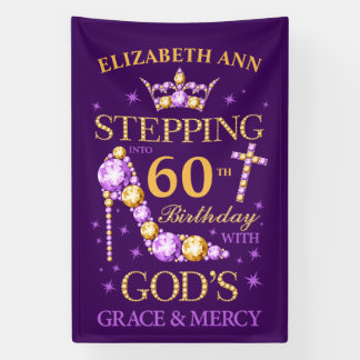 Birthday, any age, editable, christian, purple  banner