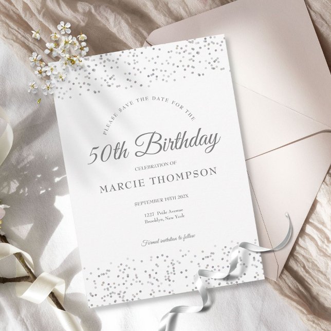 Birthday Any Age Silver Stardust Save The Date (Creator Uploaded)