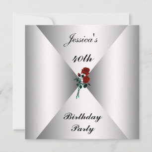 Birthday Any Occasion Invitation White red roses