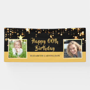 Birthday   Any Year   Black & Editable Gold Photo Banner