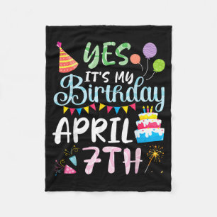 Birthday April 7th Happy Day to Daddy Mummy Fleece Blanket