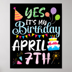 Birthday April 7th Happy Day to Daddy Mummy Poster