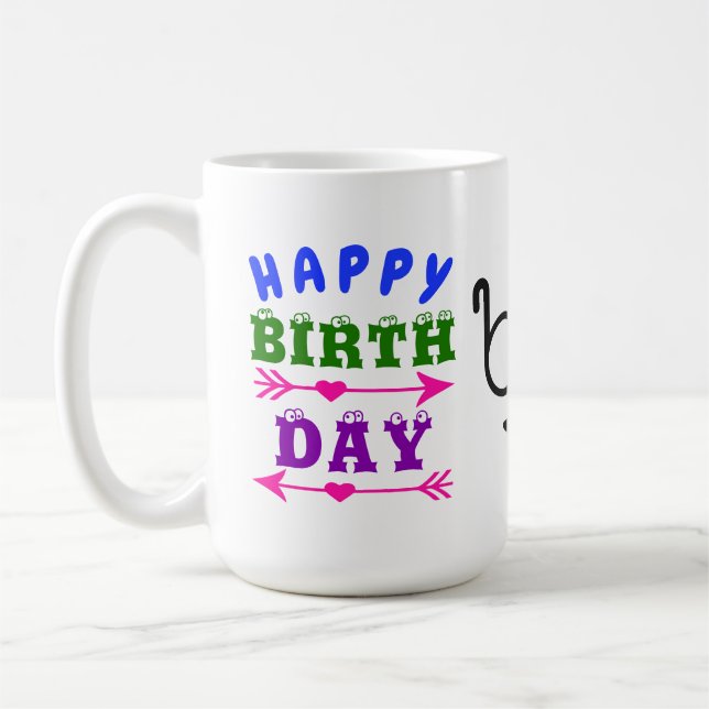 Birthday April Fool's Day Moustache Glasses 15 OZ Coffee Mug (Left)