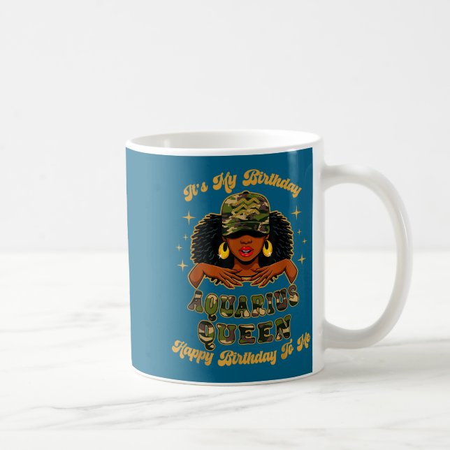 Birthday Aquarius Queen Camo Black Woman African Z Coffee Mug (Right)