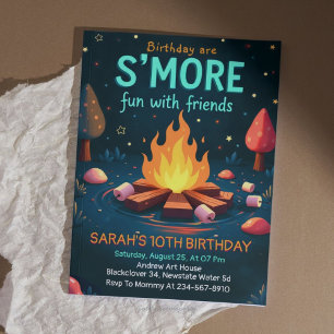 Birthday are Smore Fun With Friend - Cosy Campfire Invitation