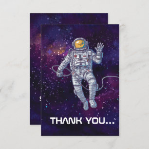 Birthday. Astronaut in Space with Stars & Galaxy. Invitation