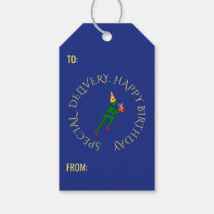 Birthday athlete custom text green blue gift tags