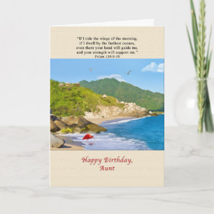 Birthday, Aunt, Beach, Hills, Birds, Ocean Card