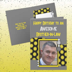 Birthday awesome brother in law photo grey yellow card