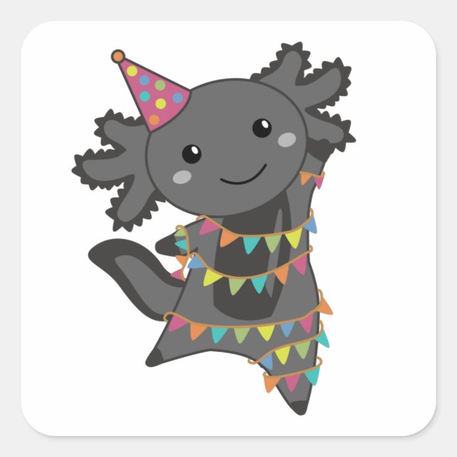 Birthday Axolotl Garland Square Sticker (Front)