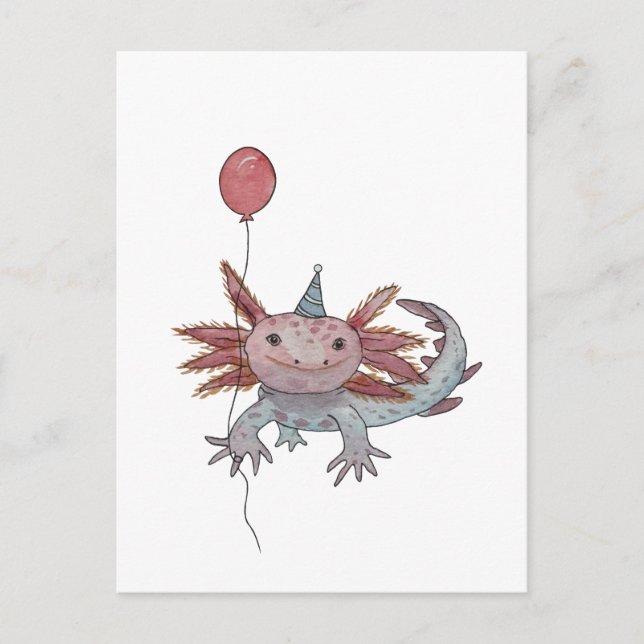 birthday axolotl postcard (Front)
