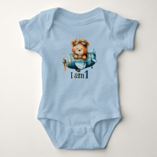 Birthday Baby Bear in Aeroplane Bodysuit